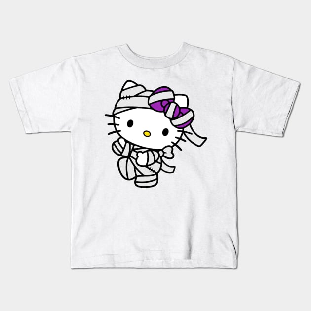 Halloween Mummy Kitty Kids T-Shirt by LEMOUS TEES